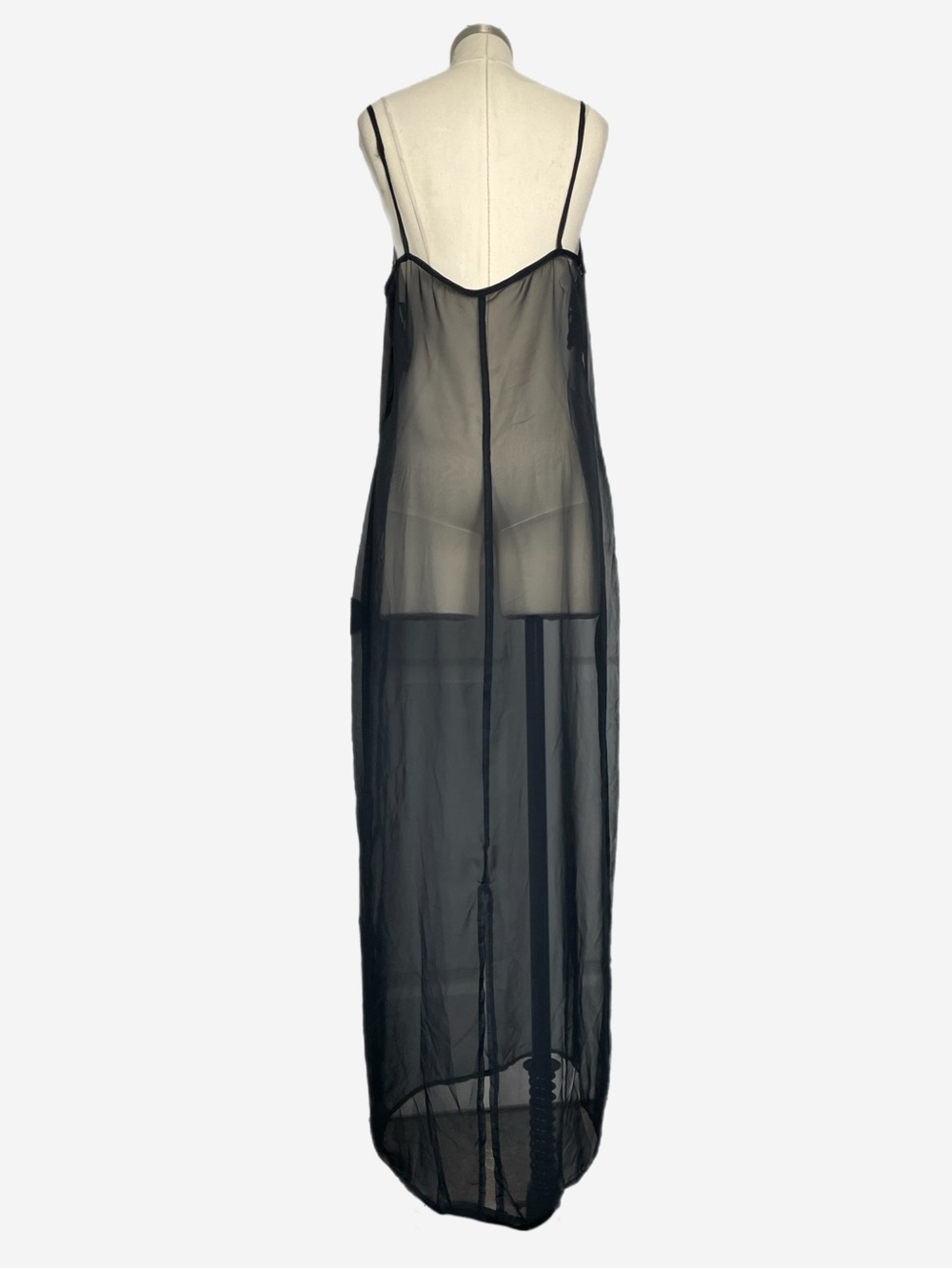 Vintage 90s Unbranded Black sheer chiffon maxi slip dress soft romantic L/XL - Picture 4 of 9